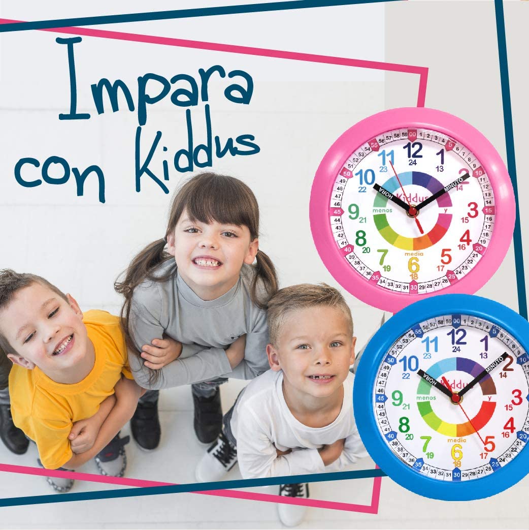 Orologio da Parete Didattico per Bambino Azzurro Kiddus - immagine 3