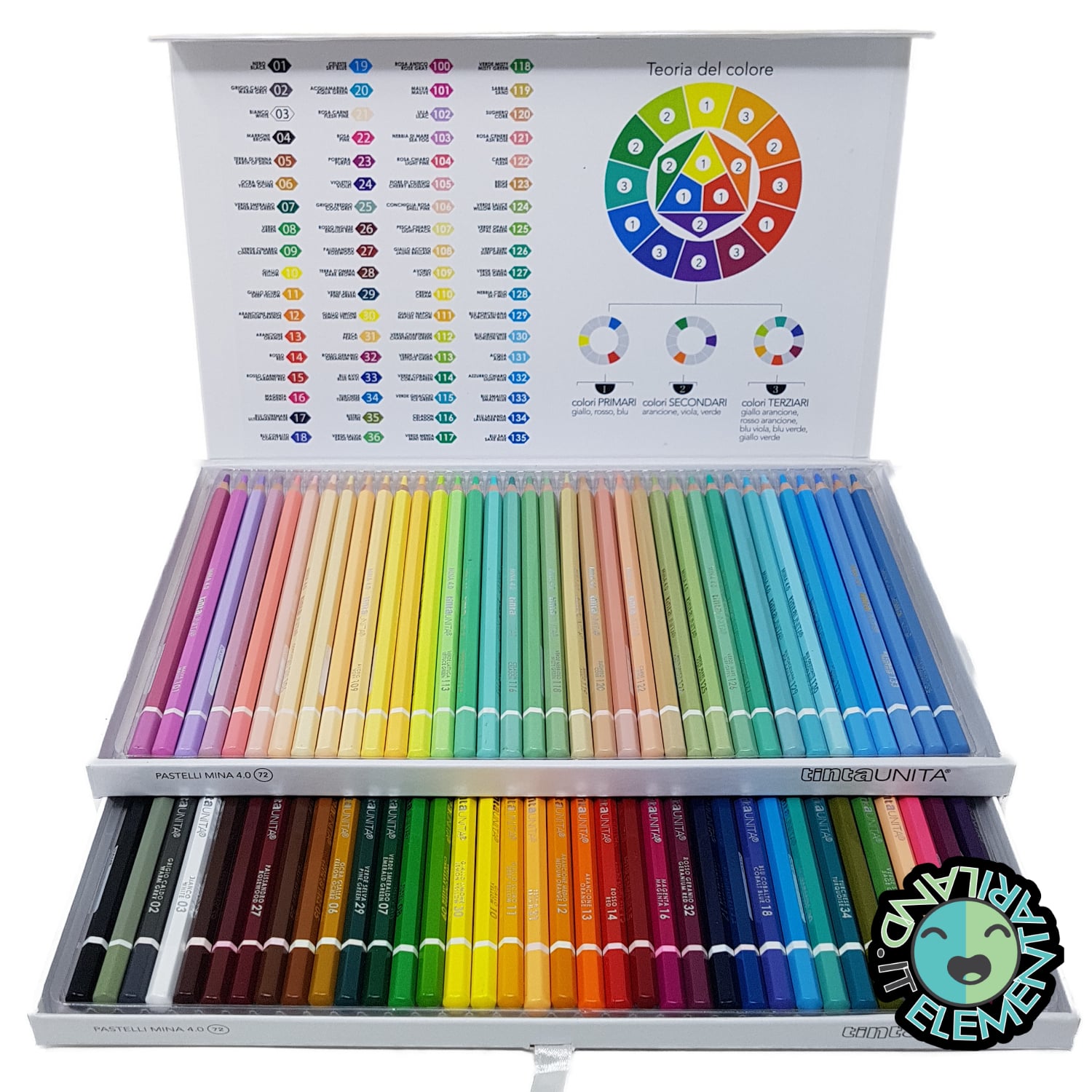 Confezione Regalo 72 colori: 36 tonalità PASTELLO + 36 tonalità CLASSICHE