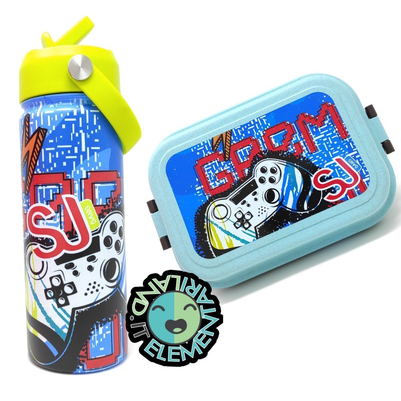 KIT MERENDA BAMBINO: Portamerenda + Borraccia JOYSTICK SJ