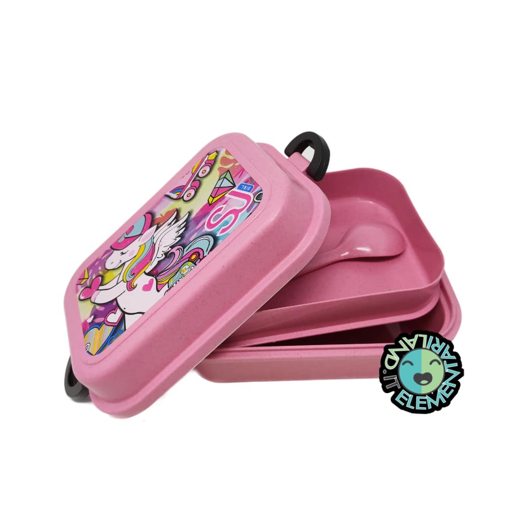 KIT MERENDA BAMBINA: Portamerenda + Borraccia UNICORNO SJ
