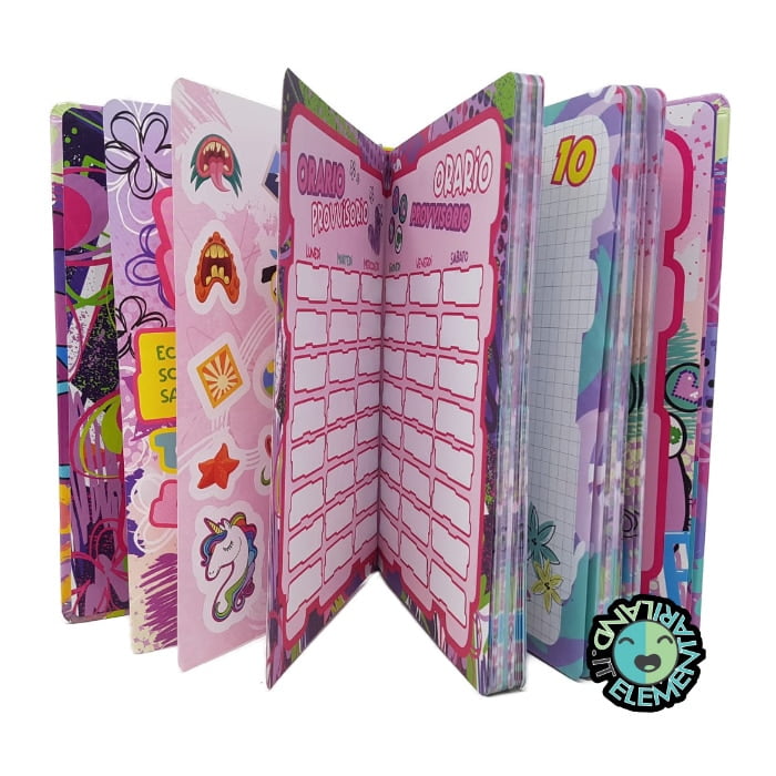 Diario Scuola Elementare DATATO 2023-2024 SJ Seven Junior Bambina UNICORNO Azzurro-Rosa - immagine 4
