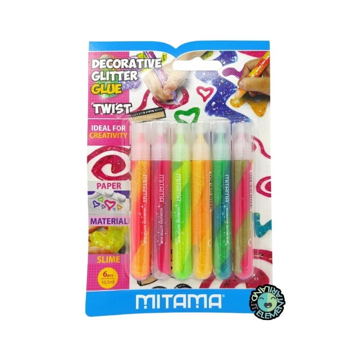 Colle TWIST DOPPIO COLORE Glitter Mitama 6 pezzi
