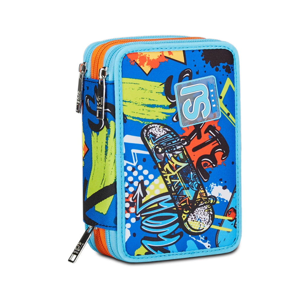 astuccio portapenne bambino sj 3 zip trickyled boy skateboard