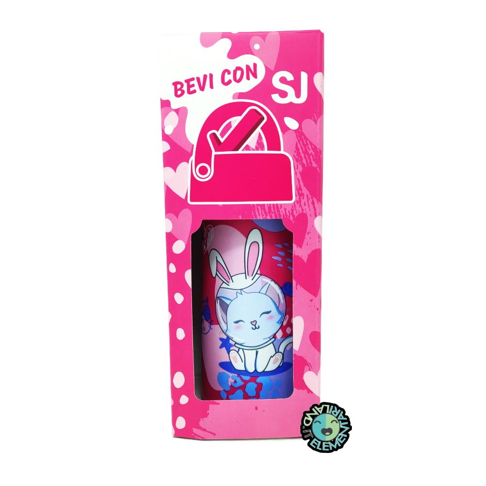 Borraccia SJ Termica 500 ml Bambina Gattino con Orecchiette New - immagine 5
