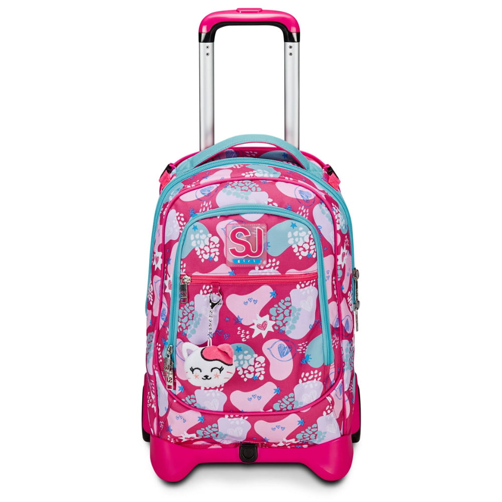 trolley bambina sj jack separabile 2 ruote pinkfur girl gattino