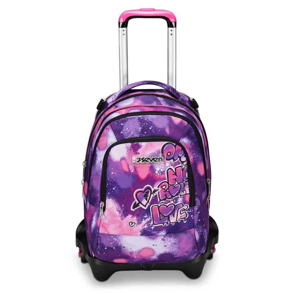 trolley scuola seven detach con zainetto staccabile bubble street viola 2