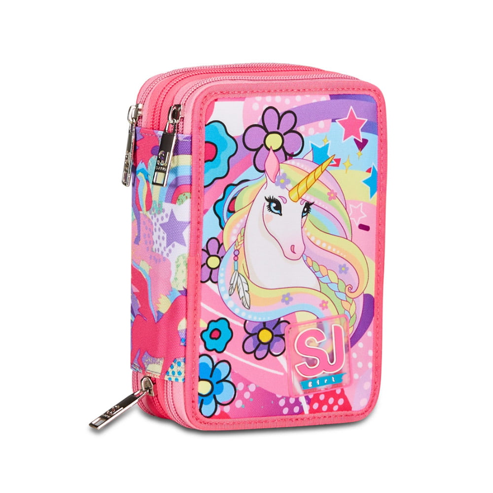 Featured image for “Astuccio SJ 3 Zip - UNIBRAID- Unicorno e Fiorellini”
