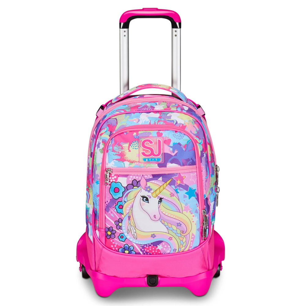 Featured image for “Trolley SJ Separabile 3 RUOTE - UNIBRAID - Unicorno e Fiori Bambina”