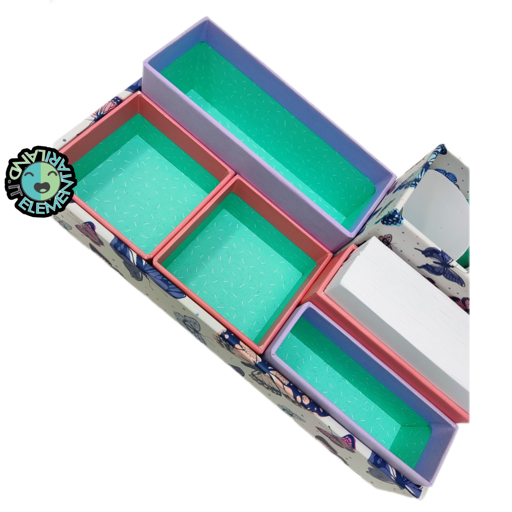 Organizer Scrivania Piccolo Farfalle Lilla Bianco - immagine 2