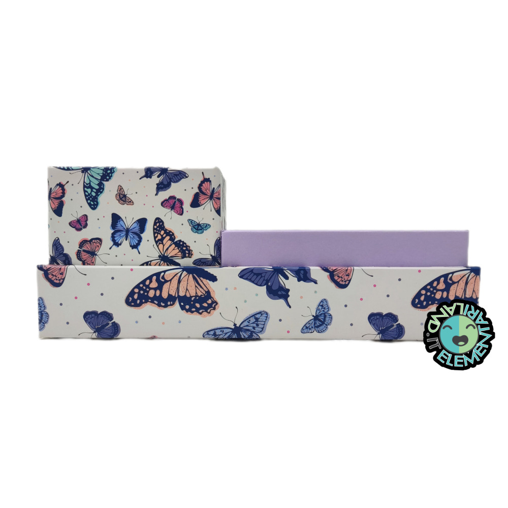 Organizer Scrivania Piccolo Farfalle Lilla Bianco - immagine 3
