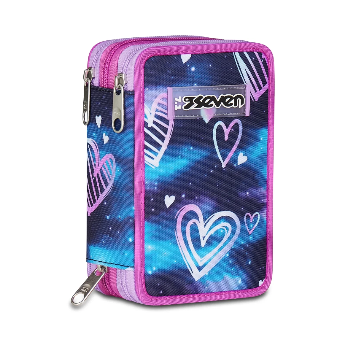 Featured image for “Astuccio SEVEN 3 Zip - GLOOMYH HEART GIRL - Galassia Blu Cuori Bambina”