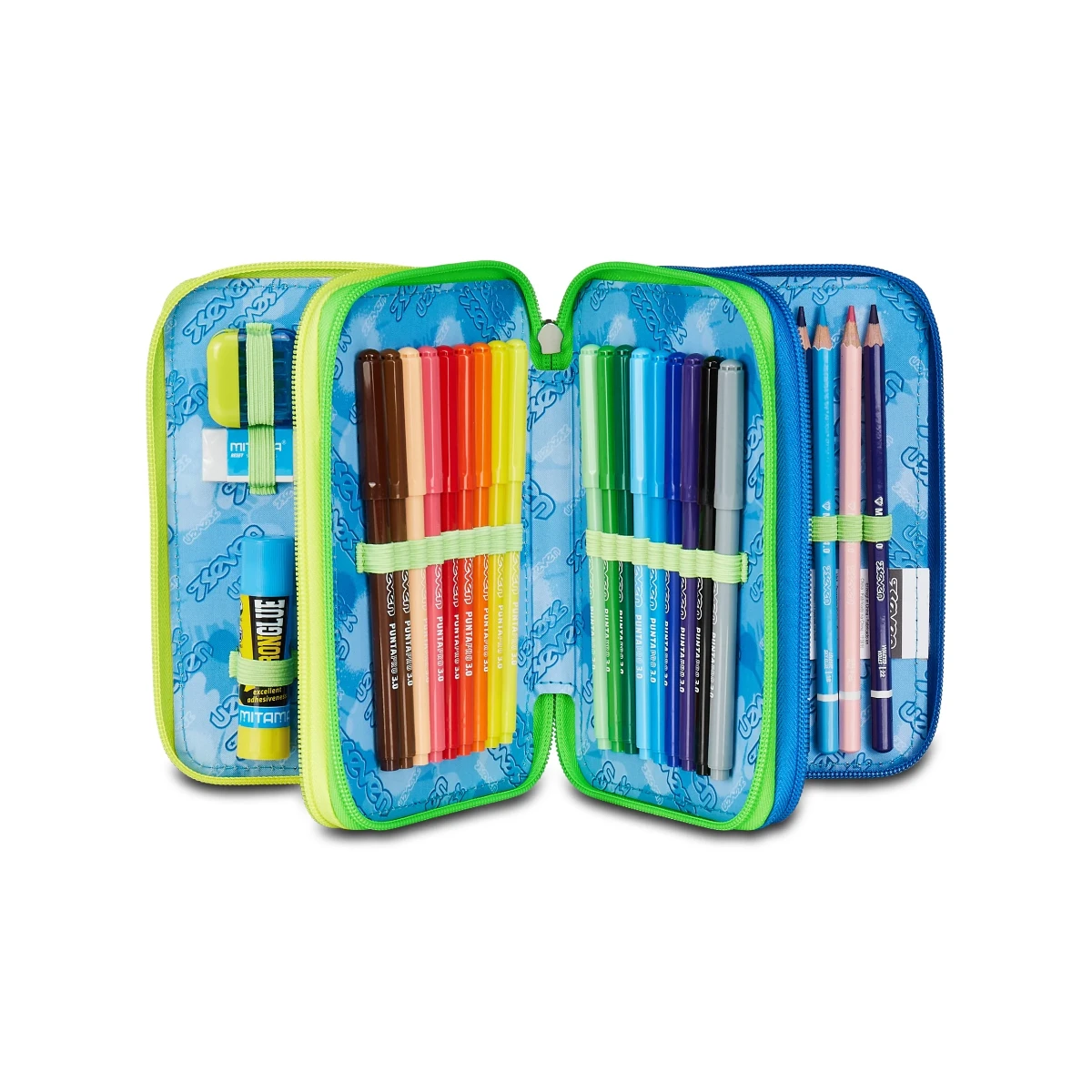Astuccio SEVEN 3 Zip - SPRINT PAINT BOY - Graffiti Verde Bambino - immagine 2