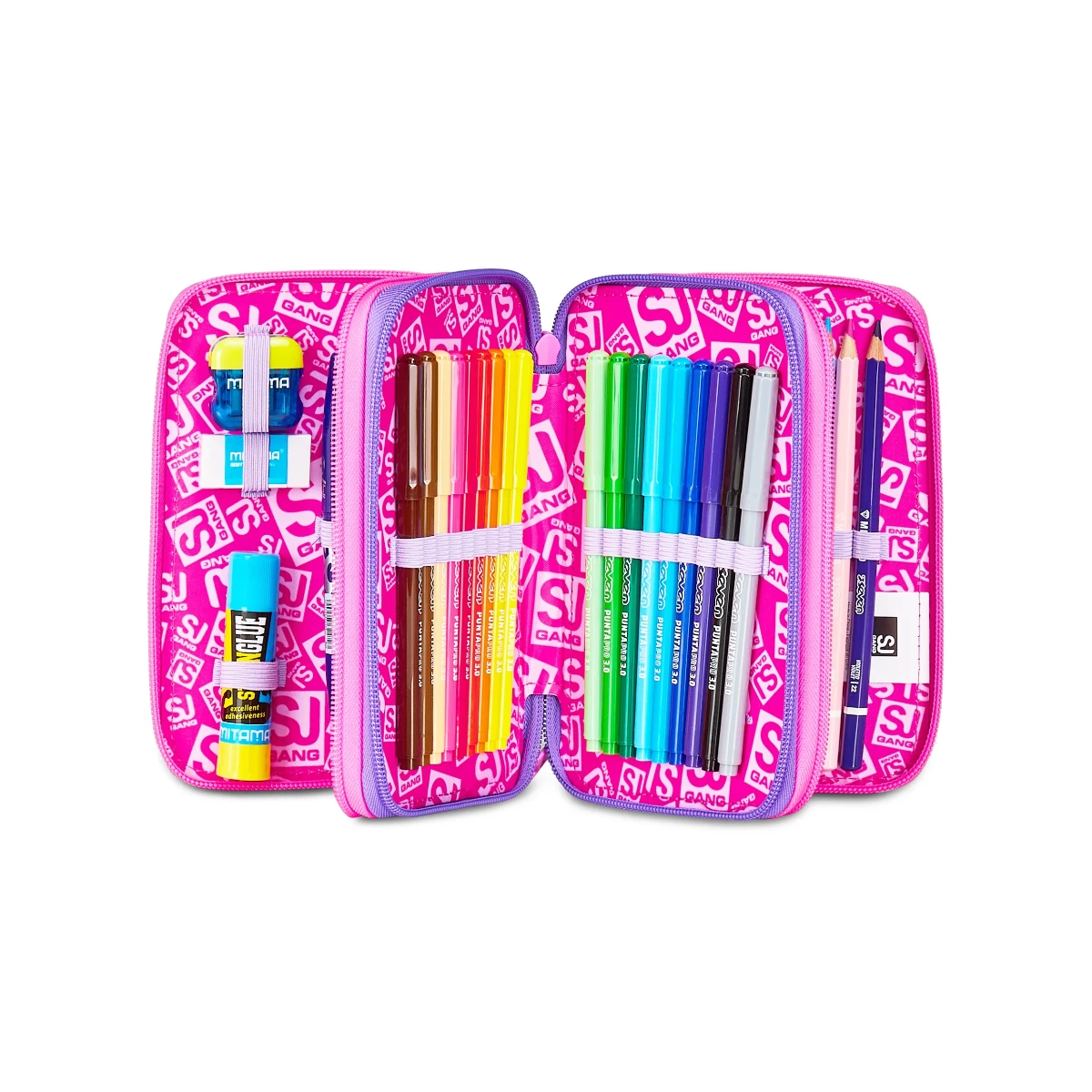 Astuccio SJ 3 ZIP - CUORE e FARFALLE LILLA- Tinypatch Girl Bambina - immagine 2