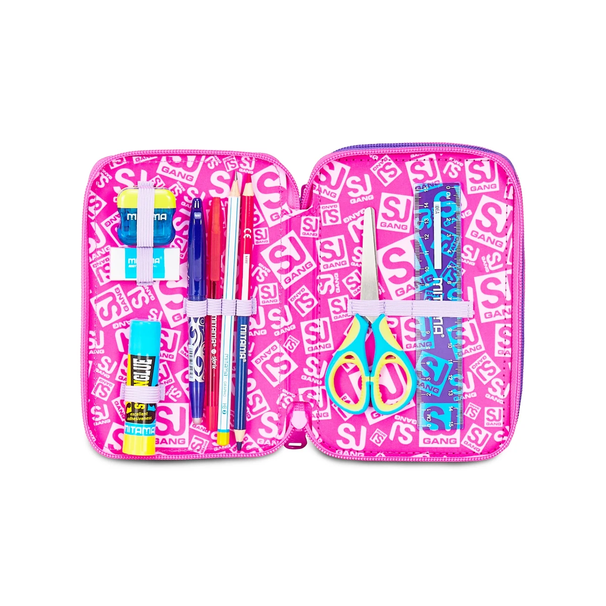 Astuccio SJ 3 ZIP - CUORE e FARFALLE LILLA- Tinypatch Girl Bambina - immagine 3