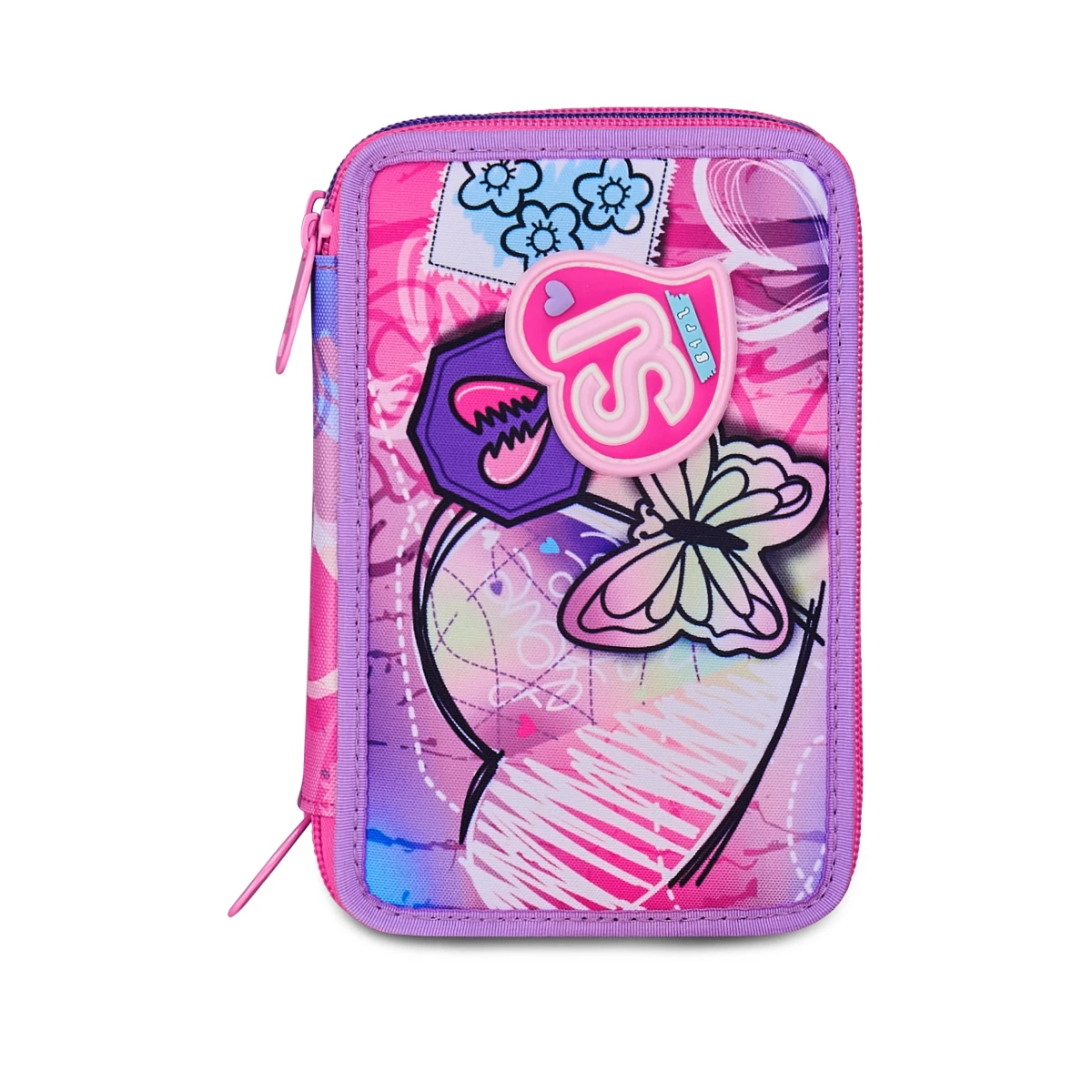 Astuccio SJ 3 ZIP - CUORE e FARFALLE LILLA- Tinypatch Girl Bambina - immagine 6