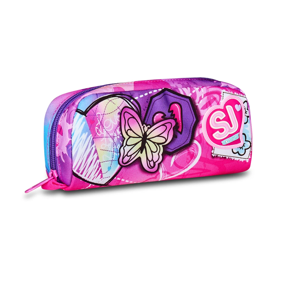 Featured image for “Bustina SJ Portapenne - CUORE e FARFALLA - TINY PATCH GIRL Bambina”